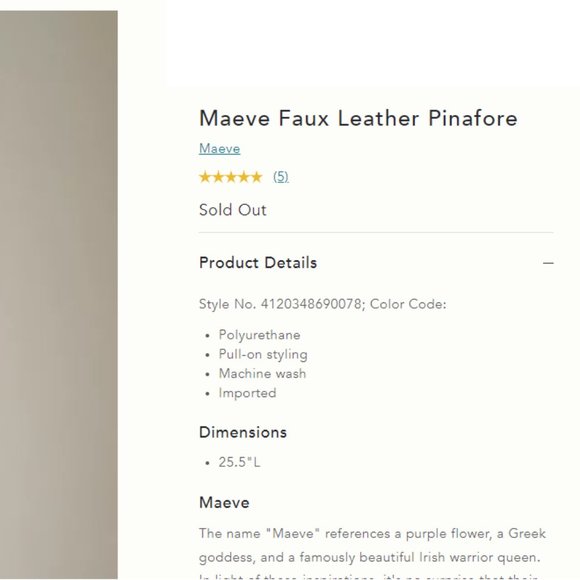 Anthropologie Maeve Faux Leather Pinafore skirt dress new with tag nwt size S - Picture 6 of 10